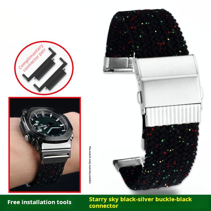 High Quality Elastic Nylon Watchband For Casio G-SHOCK GA-2100 2110 GM-2100 Series Modified Nylon Canvas Watch Strap Accessories