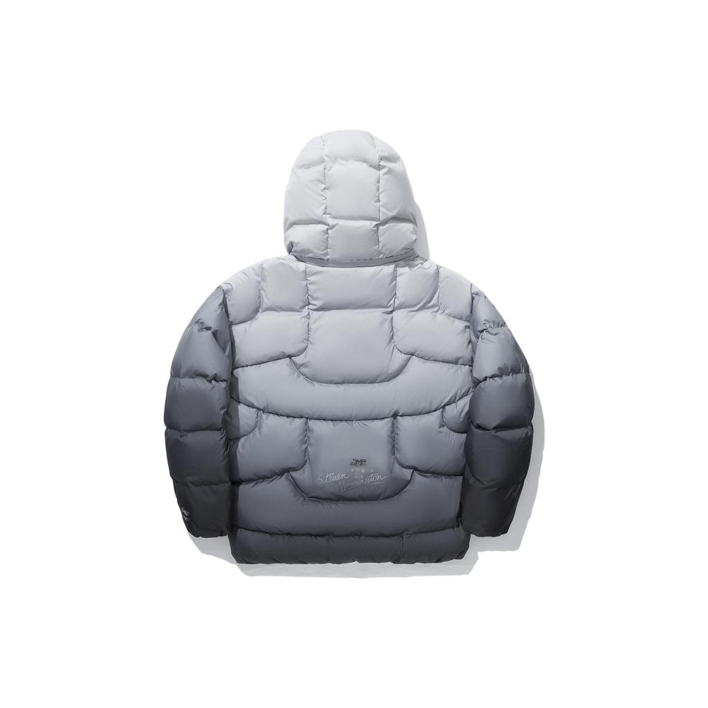 Li Ning X Steven Harrington Gradient Lockere Gespleißte Pufferjacke Unisex Oberbekleidung Gradient-Antarctic-Grau AYMT377-3