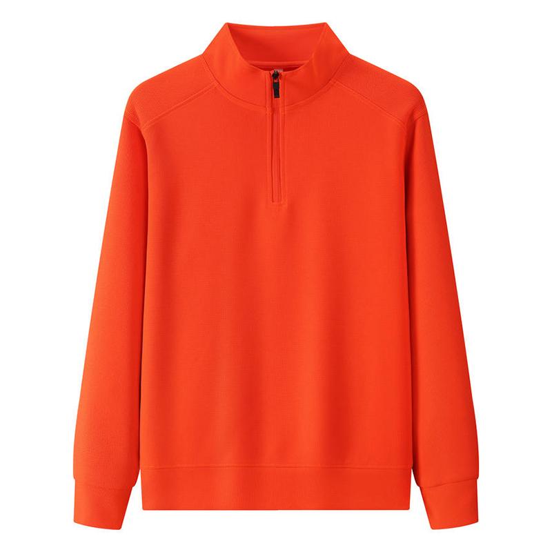 

Осенний вафельный свитер с воротником-стойкой и застежкой-молнией на половину длины для мужчин и женщин, повседневная модная одежда для пар с длинными рукавами, уличный модный бренд унисекс, воздухопроницаемость S оранжевый