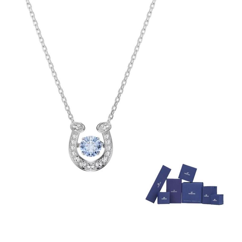 Swarovski Symbolica 2026 Jahr des Pferdes Kollektion Hufeisenförmige Zirkonia Halskette Unisex Halskette Blau 5746562 Box (Random Color) white