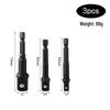 Electric Drill Hex to Square Socket Adapter Rod - 1/2" & 1/4" Drive Extension.
