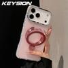 KEYSION Magnetic Jewelled Case for iPhone 16 17 Pro Max Air 16 Plus Transparent Matte TPU+PC Shockproof Ring Stand Phone Cover