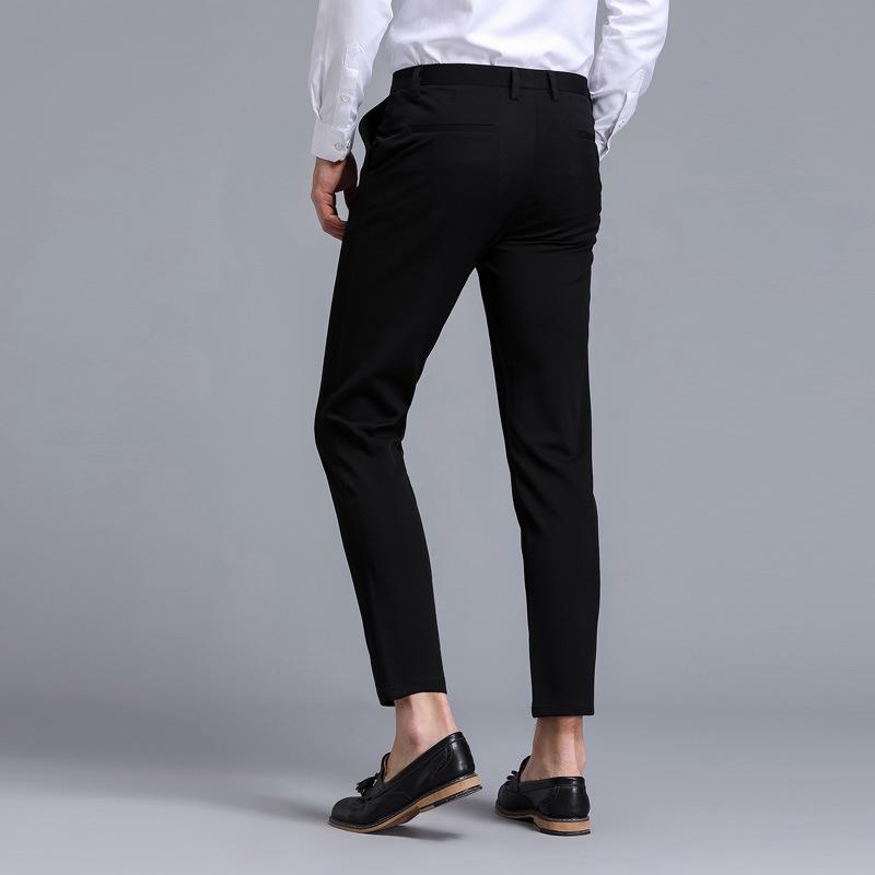 Men's Korean Style Slim Fit Casual Nine-Point Straight Leg Dress Pants