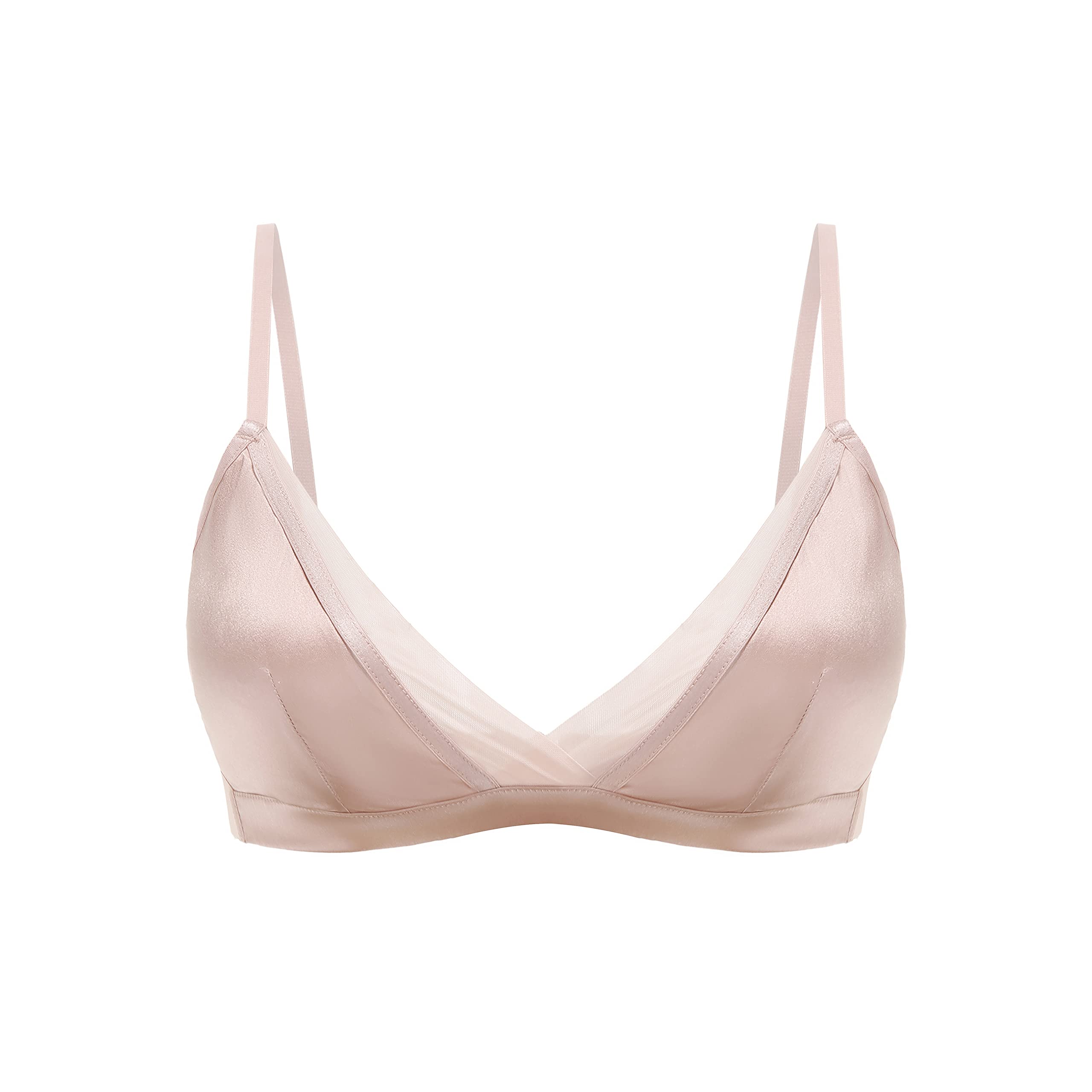 

SilRiver Silk Satin Unpadded Bra with Soft Silk Cup Top Women s (Small, Pink) розовый
