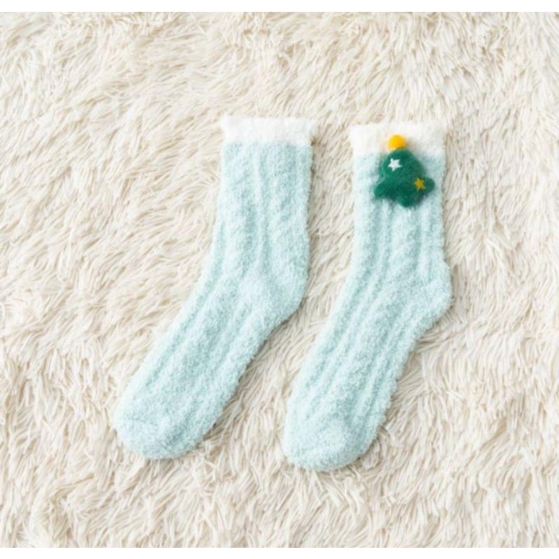 Autumn and Winter New Women's Medium Tube Cartoon Animal Three-dimensional Coral Fleece Socks Doll Women's Socks Floor Socks Home Sleep Socks Women