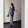 2024 Autumn/Winter Women's Royal Style Square Collar Slim Fit Fishtail Dress