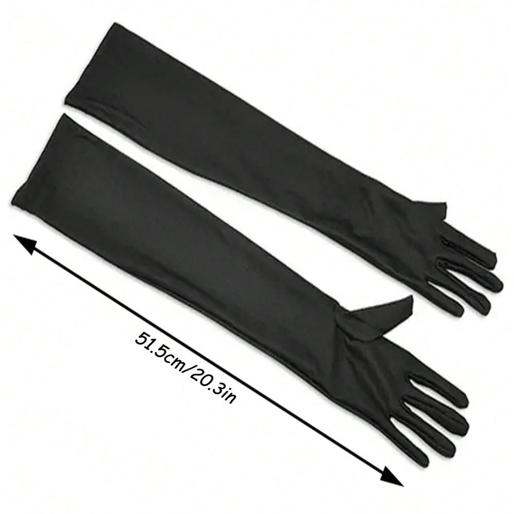 1 Pair Of Women's Extended Stretch Gloves Summer Thin Dance Performance Wedding Gloves Over The Elbow