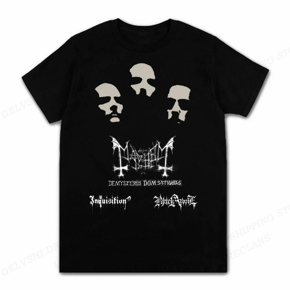 Męski T-Shirt Zespół Rockowy Mayhem Black Metal T-Shirt Vintage 100% Bawełna Krótki Rękaw Okrągły Dekolt T-Shirt Kobiety Rozmiar EU Unisex Topy