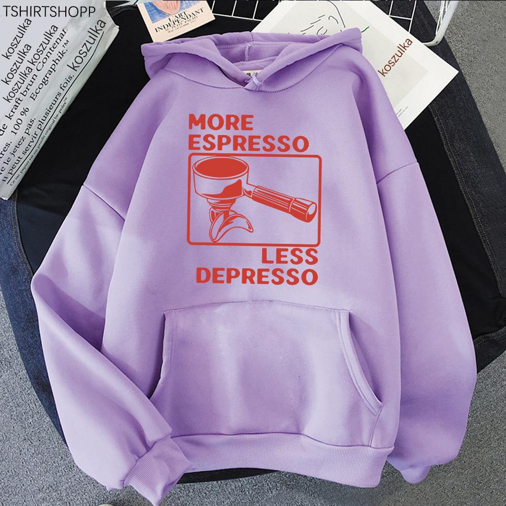 More Espresso Less Depresso Espresso Machine Hoodie Coffee Lover Women/men Hoodies Harajuku Unisex Fleece Pullover Sweatshirt