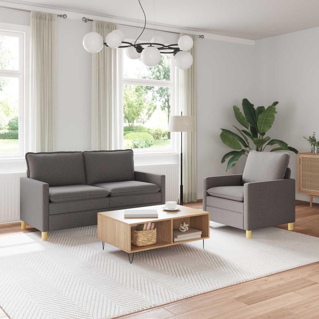 Sofa Set 2 pcs Taupe Fabric
