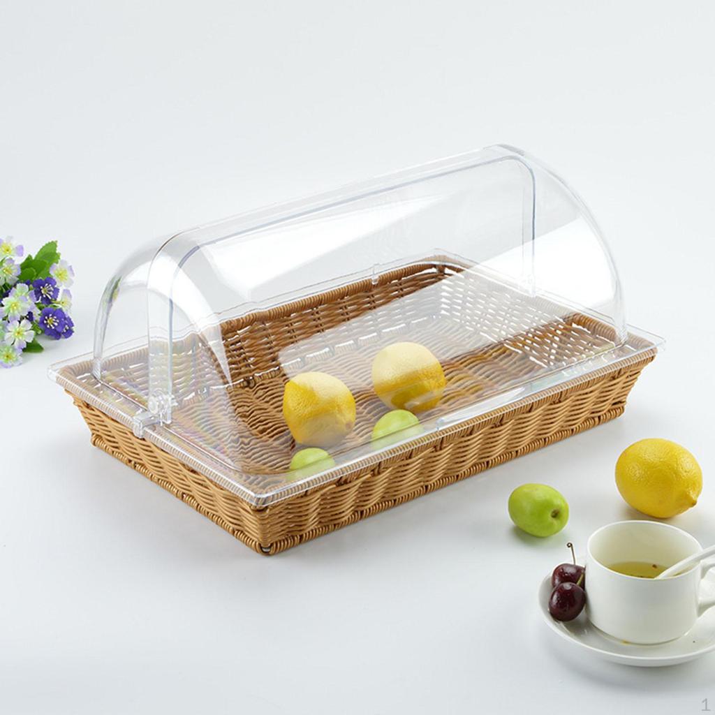 Imitation Rattan Woven Bread Basket Fruit Multifunctional Snack Storage Rectangle Serving
