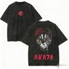 Harajuku Anime 'Demon Slayer' Washed T-Shirt Men's Summer Retro Short Sleeve Casual Printed Tee