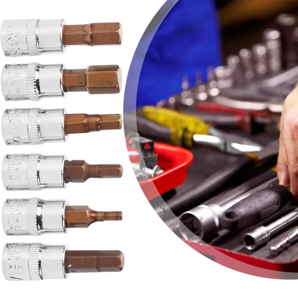 Inner Hex Socket Screwdriver Bit Set with 6pcs H3 H8 Hexagonal Tip Bits