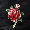Alloy Rhinestone Brooch Luxury Enamel Fashion Rose-flower Brooches  Jewelry Accessories Gift