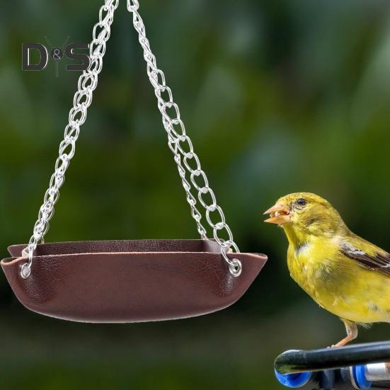 Hanging Bird Feeder Outdoor Hummingbird Feeders Faux Leather Feeding Tray Metal Mesh Attracting Wild Birds Square Platform