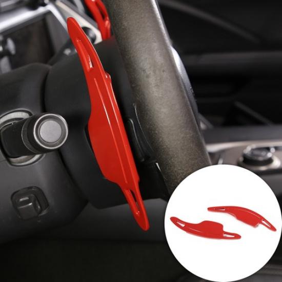 Alloy Red Paddle Shifter Extenders/Covers for Chevrolet Corvette C7 14-19