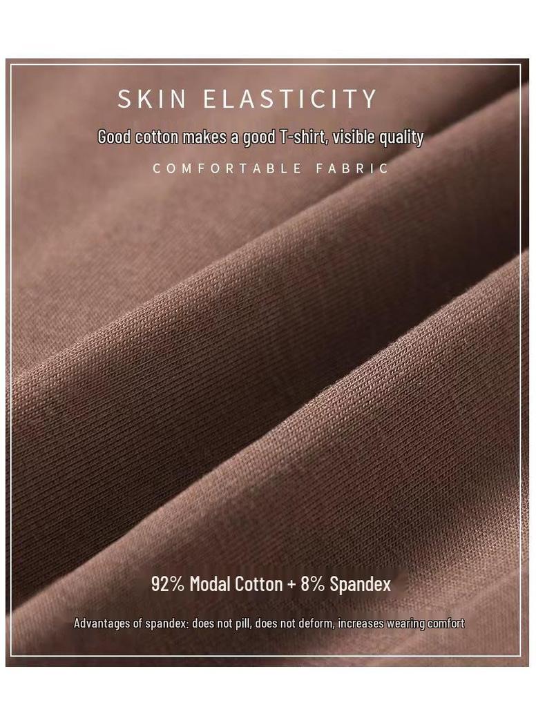 Women's Black Slim-Fit Modal Half-Sleeve Round Neck T-Shirt