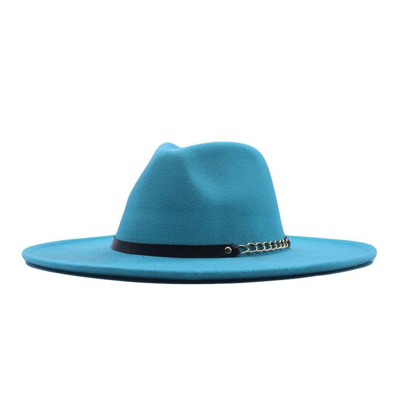 Autumn and winter top hat British classic jazz hat woolen hat big brim cm flat edge top hat