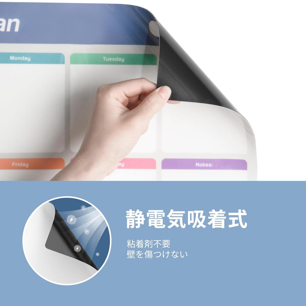 LOUKIN Whiteboard Sheet Electrostatic Refrigerator Bulletin Reusable 1 Monthly 6 Board and 1 EVA Board Set, Adhesive, Planner, Calendar, Board,