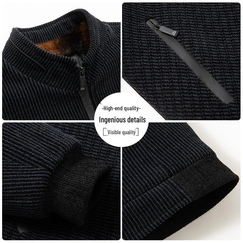 Men's Winter Jacket - Dad's Casual Plus Velvet Thick Middle-aged Outerwear