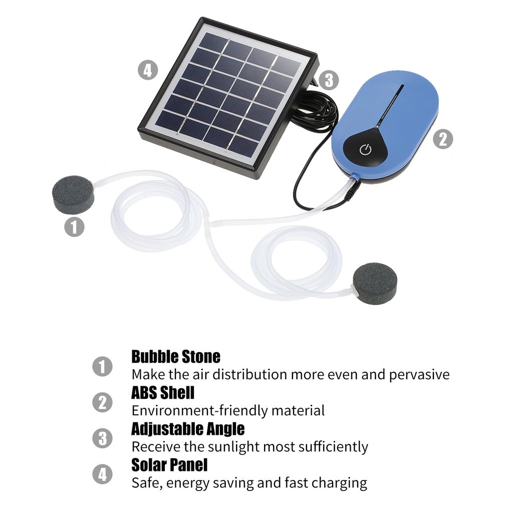 1.5W 3600mAH Solar Oxygen Pump Fish Tank Oxygenator Aquarium Oxygen Aerator Pond Aerator Air Pump Fishing Aerator Aquarium