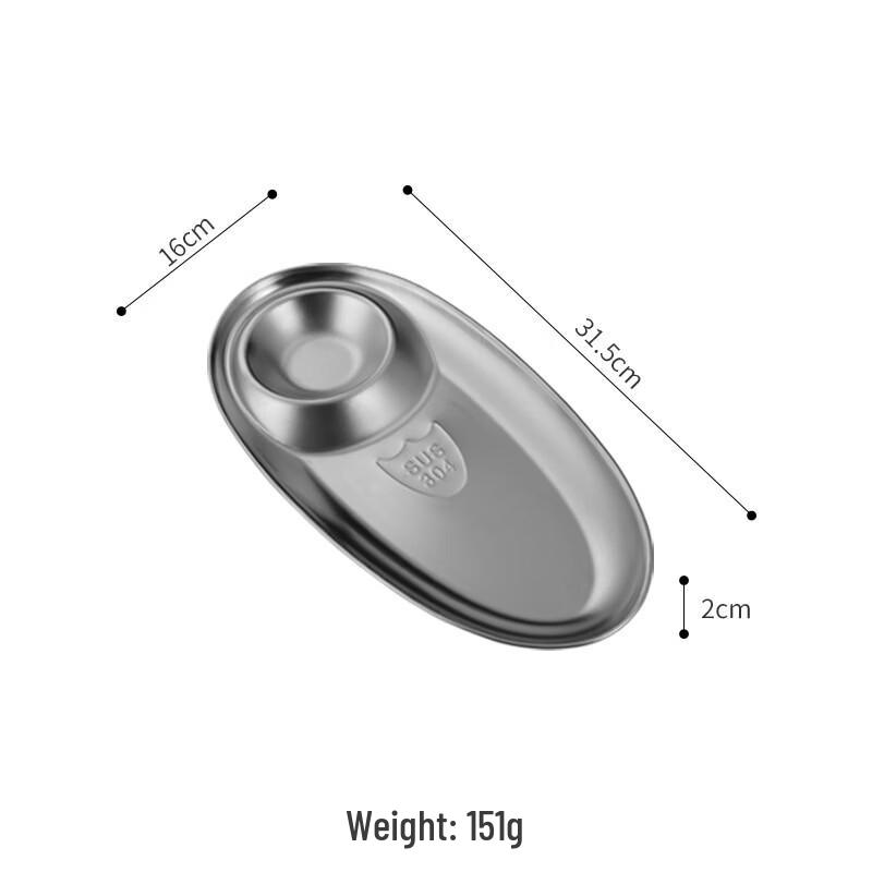 ZISIZ 304 Stainless Steel Triple Compartment Snack Plate