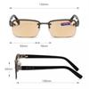 Randlose Lesebrille für Damen Halbrandige quadratische Brille Business High Definition Brille mit +1 bis +4