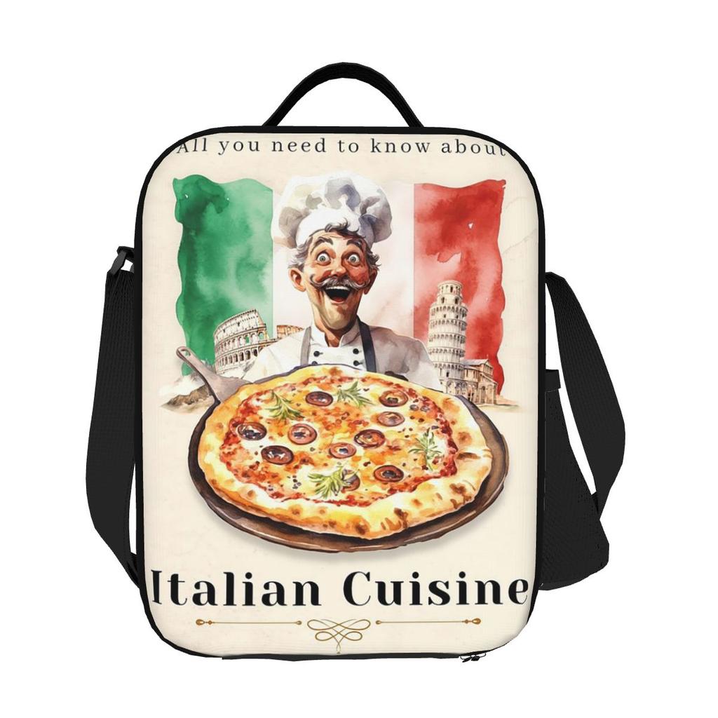 Italian Flag Pizza Insulated Lunch Bag for Women Children Leakproof Food Boxes Thermal Lunch Box Tote