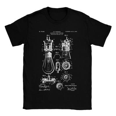 Electric Light Bulb Patent TShirt 100 Cotton Gift Short Sleeve Clothing Short Sleeve Shirt Men Women AllSeason