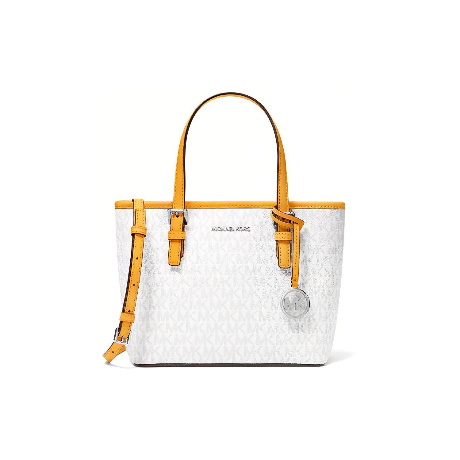 

Michael Kors Mk Jet Set Monogram Logo Pendant Commuter Leather Tote Bag Shopping Handbag Shoulder Crossbody Mini Women Tote 35T9STVT0B-CITRUS-MULTI Basic Set (Bag+Dust Bag)