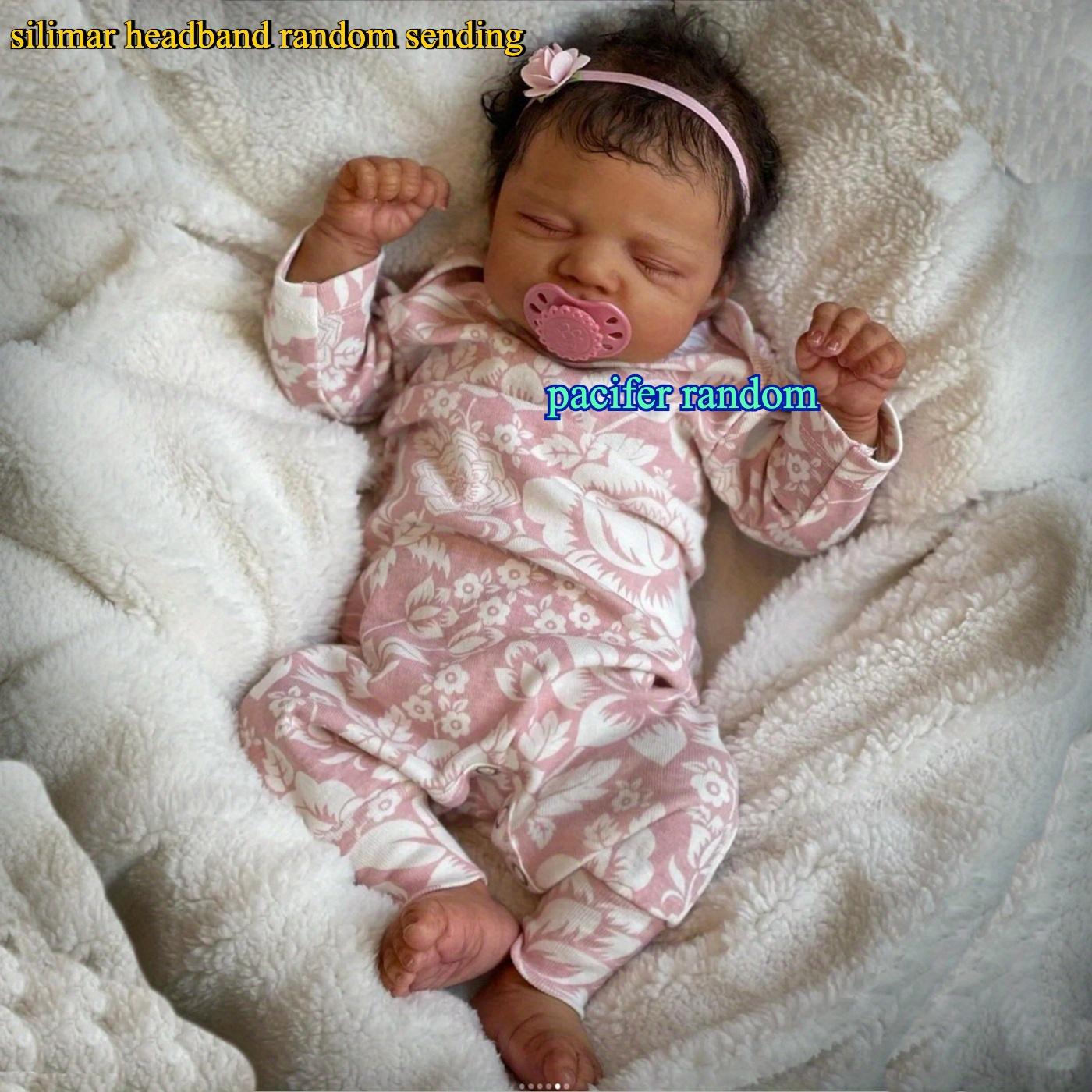 

BZDOLL 19inch 48cm Asleep Black Brown Reborn 3D Skin Baby Doll Cloth Body and Soft Vinyl Limbs Toy for Girl Lifelike Doll Kid Birthday Gifts cloth body doll