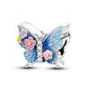 Spring copper Gem Butterfly Flower Pendant Suitable Compatible With Pandora Authentic Bracelets Diy Small Fresh Jewellery