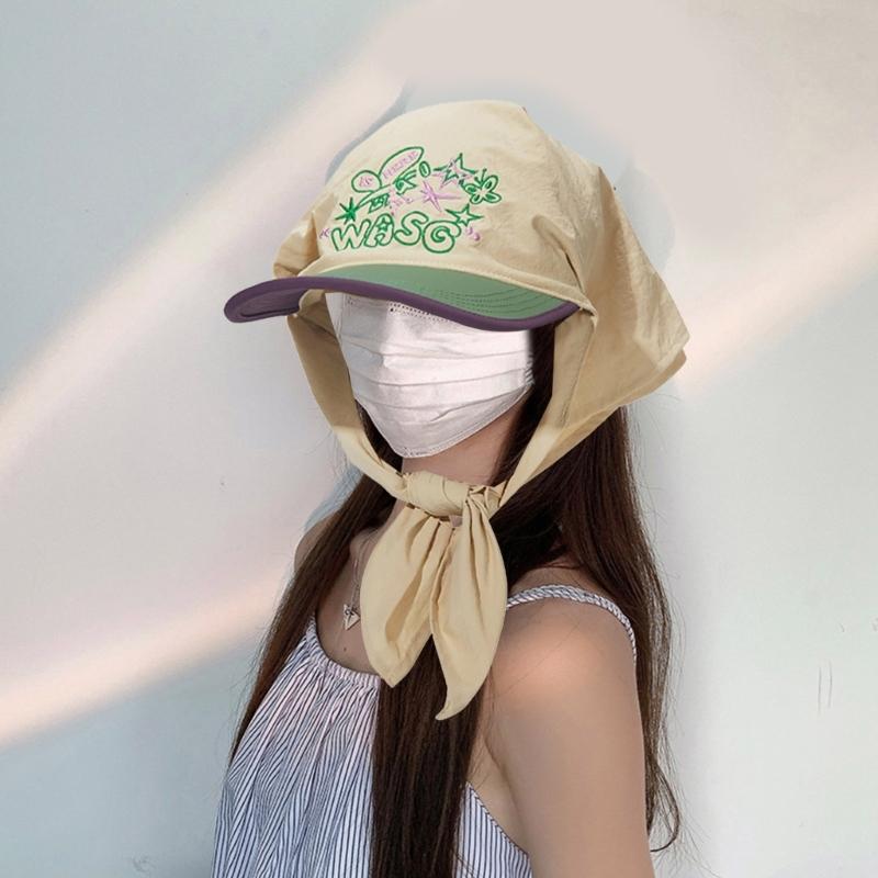 Quick Drying Baseball Hat for Women Girls Embroidery Headscarf Adjustable Hat