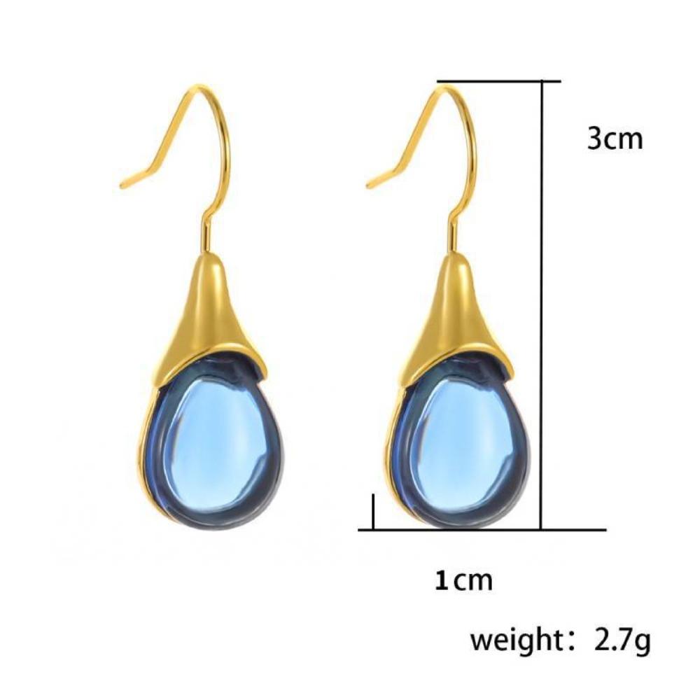 Luxury Blue Crystal Water Drop Dangle Earrings for Women Temperament  Multicolor Zircon Wedding Bride Charm Korea Jewelry Gift