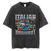 Bombardiro Crocodilo Crocodile Plane Bomber Funny Meme Washed Vintage T-shirt Men Women Casual Italian Brainrot Humor Style Tees