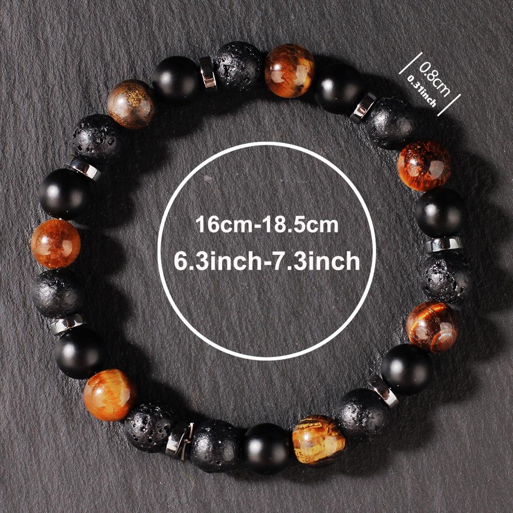 Festive Gifts Natural Tiger Eye Lava Rock Matte Onyx Beaded Bracelet Minimalist Fashion Jewelry Suitable For Daily Wear And Gifting
