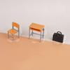 1 Set Schoolbags Miniature Desks Chairs Classroom Model Furniture Mini School Playset Plastic DIY Dollhouse Accessories