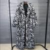 Womens Long Faux Fur Coat Leopard Zebra Print Winter Streetwear