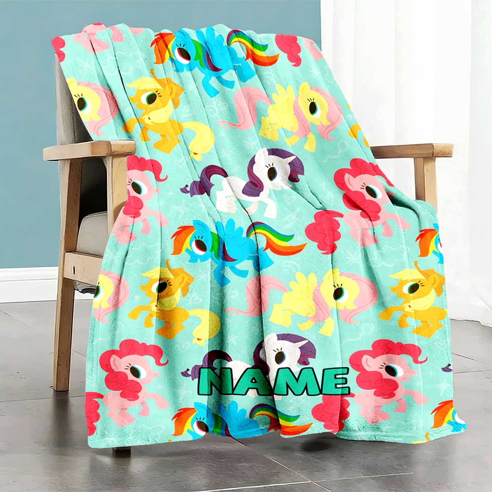 Little Pony (13) Personalized Name Blanket Gift Personalized Blanket Warmthful Decor for Picnics Couch Chair Living Room Ideal for All Seasons