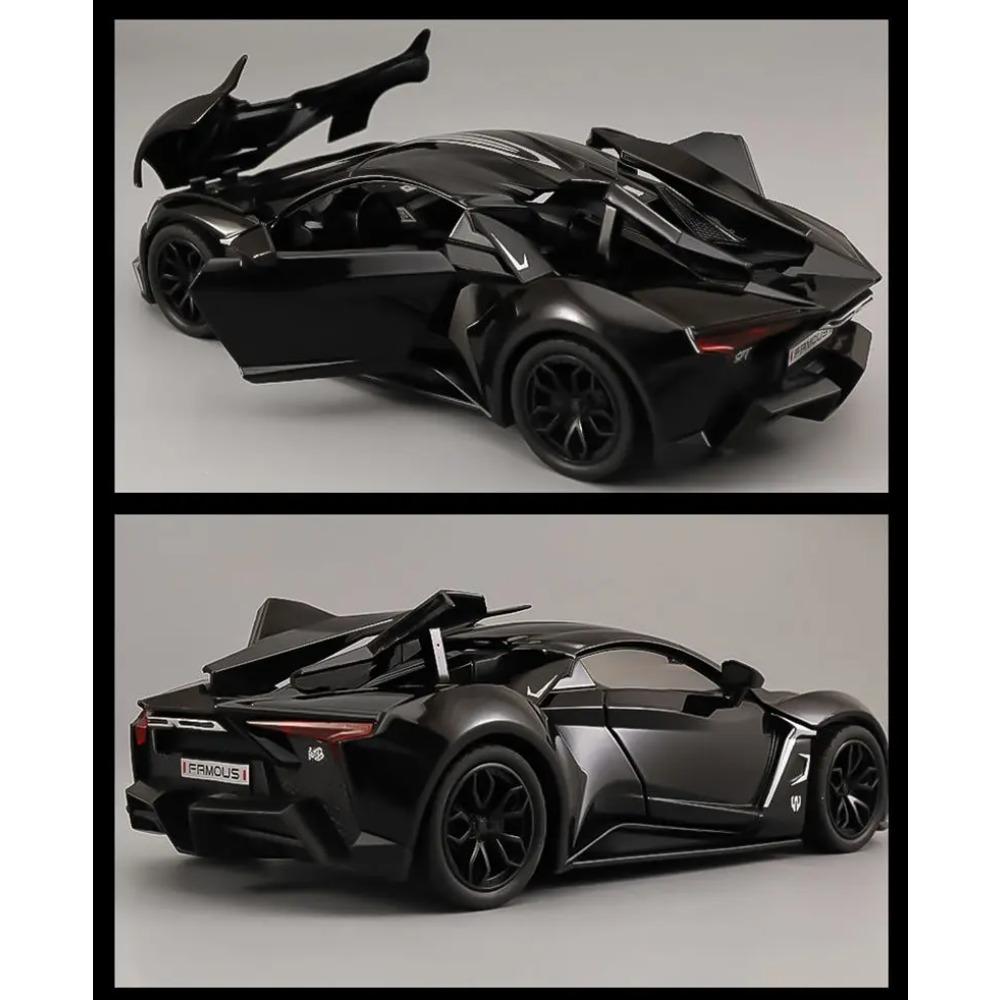 Modellino Auto Sportiva in Lega Lykan Hypersport Scala 1/24 Metallo Pressofuso Veicolo da Corsa Modellino Auto Suono e Luci Simulate Giocattolo per Bambini Regalo