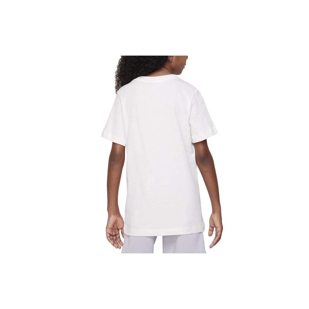 Nike Roupa Esportiva Estampa de Logotipo de Letra Gola Redonda Manga Curta Camiseta Tops Infantis Branco FD0829-133