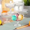 6x Grooved Glass Cups On a Stand for Ice Cream Desserts 270ml