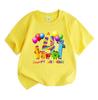 Kids Boys Girls 100% Cotton Crew Neck Short Sleeve T-Shirt Happy 4th Birthday Colorful Number Blocks Cartoon Print Casual Soft Breathable Party Tee To