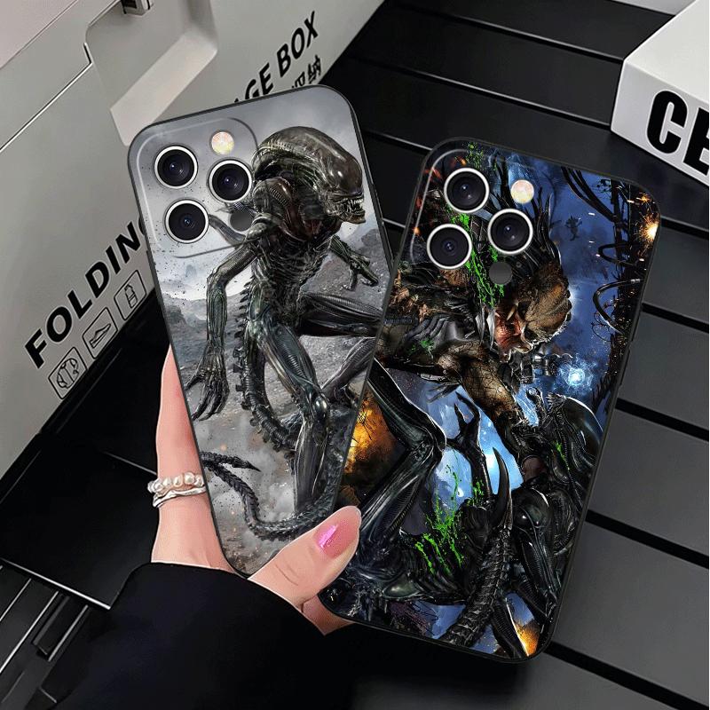 A-Alien Vs P-Predator Weiche Handyhülle für iPhone 16 16E 17 Air 15 Pro Max 14 Plus 13 Mini 11 12 7 Schwarze Hülle Rückseite