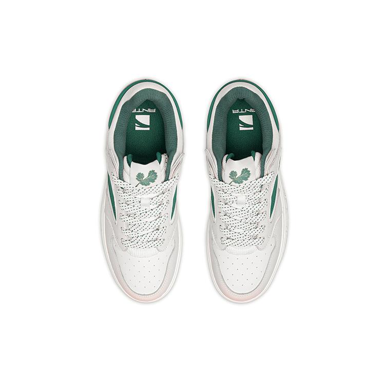 New Anta Street Play Series Slip Resistant, Abrasion Resistant, Lightweight Low Top Skateboard Shoes Women's White Green 122228066S-1