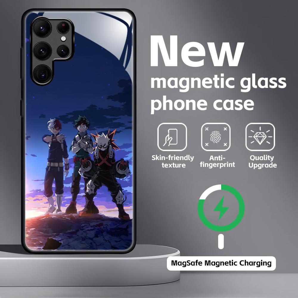 Deku My Hero Academia  Phone Case For Samsung S25 S24 S23 S22 S21 S20 Plus Ultra Note20 Glass Magnetic Case