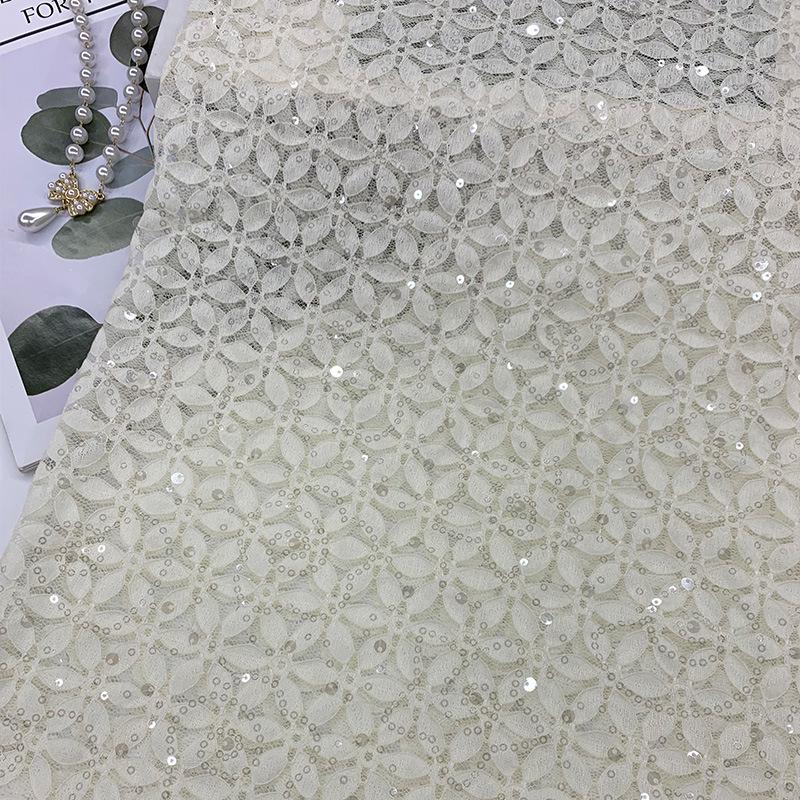 Floral Lace Polyester Spandex Fabric for Women's Dresses, Children's Dresses, Wedding Gowns, and Evening Wear