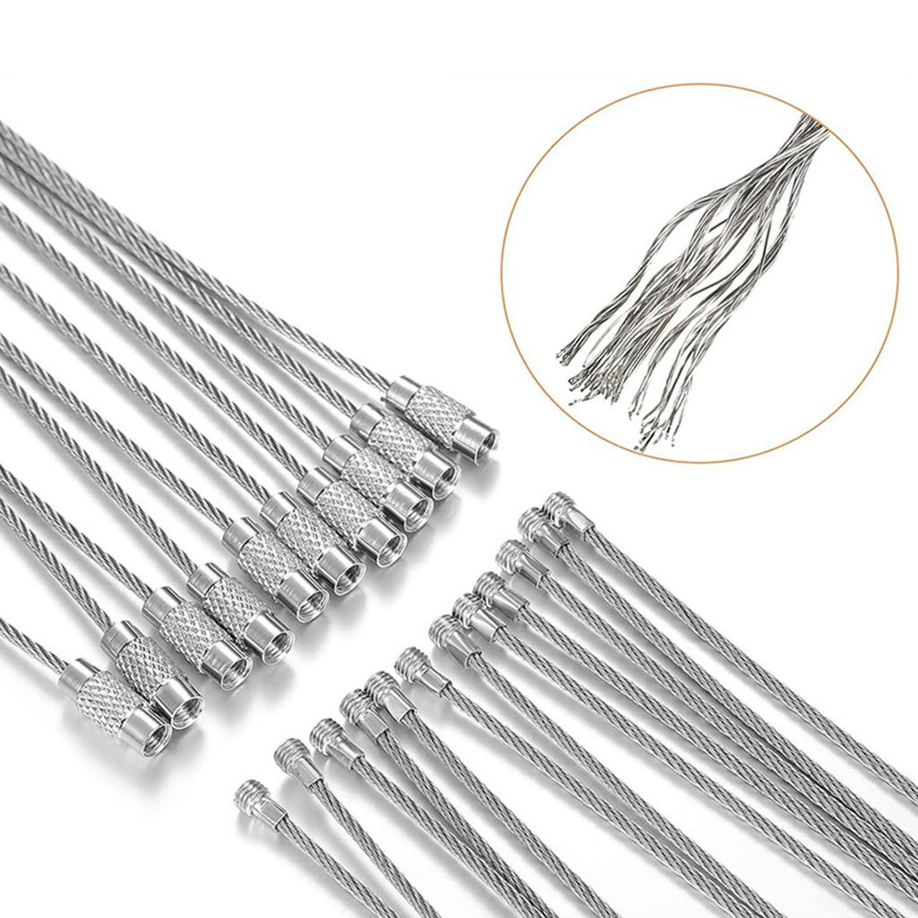 60Pcs Stainless Steel Wire Keychain Rings Braided Steel Chain Heavy Luggage Tag Rings Camp Hanging Tool Hardware