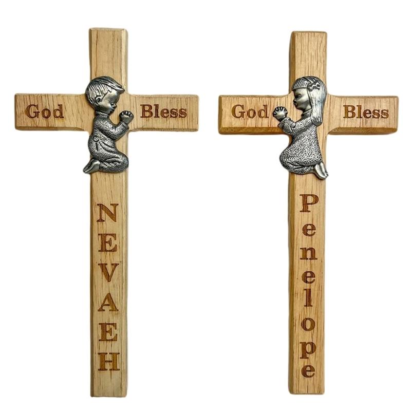 Crucifix Ornament Wood Blessing Gift For Children Easter Baptisms Or Birthday Present Safe and Friendly