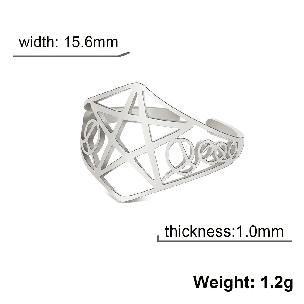 Bague Géométrique Sceau du Démon Sigil de Lucifer de Lilith Anneaux Réglables pour Femmes Amulette de Protection Magique de Salomon Bijoux en Acier Inoxydable